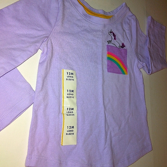 NWT☆CAT & JACK☆Lilac Purple Long Sleeve Unicorn Pocket Tee☆12m - Picture 6 of 9